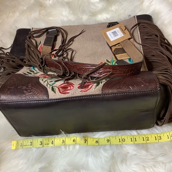 Ariat Western Women Tote Bag Fringe Floral Concealed Carry Brown Embroidered NWT - Picture 11 of 13